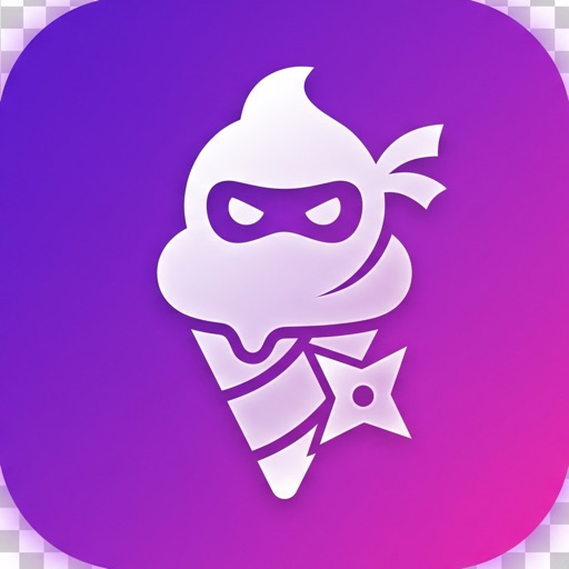 CreamiDojo app icon — a soft-serve ninja on a purple gradient