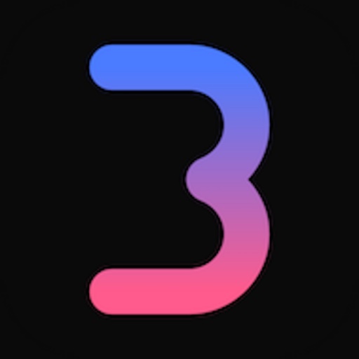 r3cent app icon — a blue-to-pink 3 on black